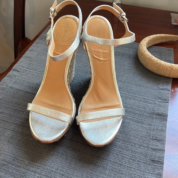 Platinum Leather Espadrilles Wedge Sandals - Picture 7 of 11